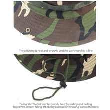 Load image into Gallery viewer, Camouflage Boonie Hat with Adjustable Brim Men Tactical Bucket Sun Caps Suitable For Outdoor Adventure Mountaineering Fishing
