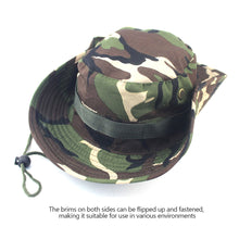 Load image into Gallery viewer, Camouflage Boonie Hat with Adjustable Brim Men Tactical Bucket Sun Caps Suitable For Outdoor Adventure Mountaineering Fishing

