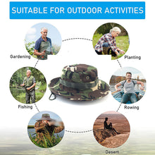 Load image into Gallery viewer, Camouflage Boonie Hat with Adjustable Brim Men Tactical Bucket Sun Caps Suitable For Outdoor Adventure Mountaineering Fishing
