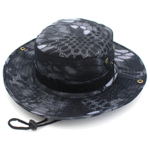 Load image into Gallery viewer, Camouflage Boonie Hat with Adjustable Brim Men Tactical Bucket Sun Caps Suitable For Outdoor Adventure Mountaineering Fishing
