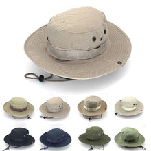 Load image into Gallery viewer, Camouflage Boonie Hat with Adjustable Brim Men Tactical Bucket Sun Caps Suitable For Outdoor Adventure Mountaineering Fishing

