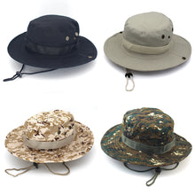 Load image into Gallery viewer, Camouflage Boonie Hat with Adjustable Brim Men Tactical Bucket Sun Caps Suitable For Outdoor Adventure Mountaineering Fishing
