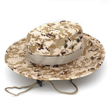 Load image into Gallery viewer, Camouflage Boonie Hat with Adjustable Brim Men Tactical Bucket Sun Caps Suitable For Outdoor Adventure Mountaineering Fishing
