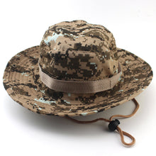 Load image into Gallery viewer, Camouflage Boonie Hat with Adjustable Brim Men Tactical Bucket Sun Caps Suitable For Outdoor Adventure Mountaineering Fishing
