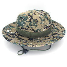 Load image into Gallery viewer, Camouflage Boonie Hat with Adjustable Brim Men Tactical Bucket Sun Caps Suitable For Outdoor Adventure Mountaineering Fishing
