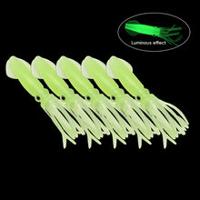 Load image into Gallery viewer, 5PCS 10.5CM/8G Lure Bionic Luminous Squid Soft Bait Hollow Tubular Sea Fishing Octopus Bait
