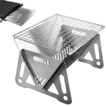 Load image into Gallery viewer, Stainless Steel Foldable Grill with Carry Bag Portable Lightweight Travel BBQ Grill Stand Quick Setup Backyard Picnic Car Trunk Camping Essentials

