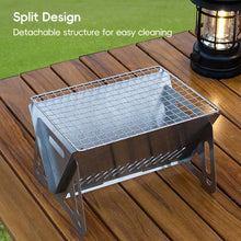 Load image into Gallery viewer, Stainless Steel Foldable Grill with Carry Bag Portable Lightweight Travel BBQ Grill Stand Quick Setup Backyard Picnic Car Trunk Camping Essentials

