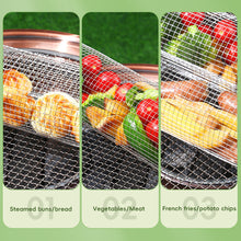 Load image into Gallery viewer, Vegetable Grill Basket with Quick Lock Handle Rotating BBQ Grill Cage Heat-Resistant Grilled meat veg mushrooms Tools Camping BBQ Accessory

