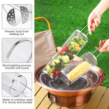 Load image into Gallery viewer, Vegetable Grill Basket with Quick Lock Handle Rotating BBQ Grill Cage Heat-Resistant Grilled meat veg mushrooms Tools Camping BBQ Accessory
