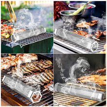 Load image into Gallery viewer, Grilled Meat Chicken Smoker Tube Refillable Wood Chip Cold/Hot Smoking Tube for Grill 5-Hour Slow Smoke Wood Pellet Tube Backyard BBQ Camping
