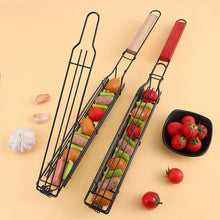 Load image into Gallery viewer, Barbecue Cage With Wooden Handle Camping Meat and Vegetable BBQ Net Rack Outdoor Camping Picnic Barbecue Tools Family Party Gift
