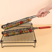 Load image into Gallery viewer, Barbecue Cage With Wooden Handle Camping Meat and Vegetable BBQ Net Rack Outdoor Camping Picnic Barbecue Tools Family Party Gift

