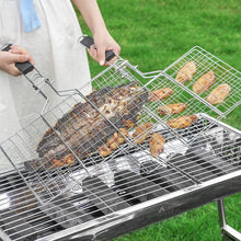 Load image into Gallery viewer, BBQ Clip Grill Basket with Handle Heat-Resistant Foldable Rotating Grill Tray for Chicken Wings Vegetables Shrimp Cooking Accessories
