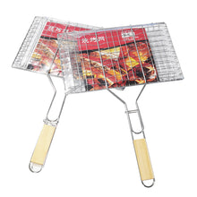 Load image into Gallery viewer, BBQ Clip Grill Basket with Handle Heat-Resistant Foldable Rotating Grill Tray for Chicken Wings Vegetables Shrimp Cooking Accessories
