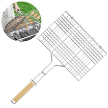 Load image into Gallery viewer, BBQ Clip Grill Basket with Handle Heat-Resistant Foldable Rotating Grill Tray for Chicken Wings Vegetables Shrimp Cooking Accessories
