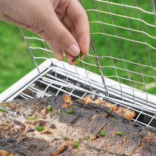 Load image into Gallery viewer, BBQ Clip Grill Basket with Handle Heat-Resistant Foldable Rotating Grill Tray for Chicken Wings Vegetables Shrimp Cooking Accessories
