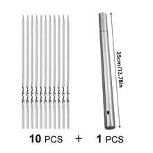 Load image into Gallery viewer, BBQ Needle With Storage Tube Stainless Steel Reusable Satay Skewer Non-Stick Compact Tube Fits Camping Must-Have Picnic Tools
