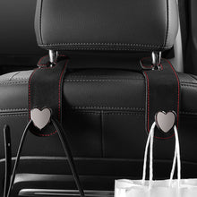 Load image into Gallery viewer, Car Seat Headrest Hooks 2 in 1 Leather Heart Shape Metal Back Hook Purse and Bag Backpack Double Hook Seat Hanger
