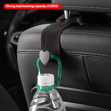 Load image into Gallery viewer, Car Seat Headrest Hooks 2 in 1 Leather Heart Shape Metal Back Hook Purse and Bag Backpack Double Hook Seat Hanger
