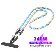 Load image into Gallery viewer, PD240W Phone Lanyard Charge Cable 2 in 1 USB-C to USB-C Super Fast Charge Data Cable Zinc Alloy Head Lanyard Fast Charging Cable
