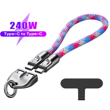 Load image into Gallery viewer, PD240W Phone Lanyard Charge Cable 2 in 1 USB-C to USB-C Super Fast Charge Data Cable Zinc Alloy Head Lanyard Fast Charging Cable
