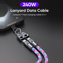 Load image into Gallery viewer, PD240W Phone Lanyard Charge Cable 2 in 1 USB-C to USB-C Super Fast Charge Data Cable Zinc Alloy Head Lanyard Fast Charging Cable
