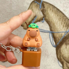 Load image into Gallery viewer, Capybara Chicken Wooden Fish Money bag Lion Fire Hot-swappable Shaft Seat Colorful Effect Shaft Button Keychain

