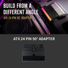 Load image into Gallery viewer, 24 Pin to 90 Degree Power Plug Adapter ARGB Mainboard Motherboard Power Supply Cable Modular DIY Mounting Accessessory
