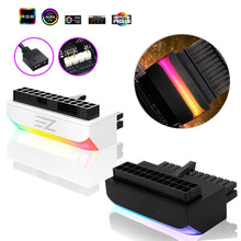 Load image into Gallery viewer, 24 Pin to 90 Degree Power Plug Adapter ARGB Mainboard Motherboard Power Supply Cable Modular DIY Mounting Accessessory
