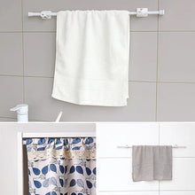 Load image into Gallery viewer, Multi Purpose Spring Tension Curtain Rods Adjustable Length Hanging Extendable Telescopic Poles for Bathroom Kitchen Cupboard No Drill
