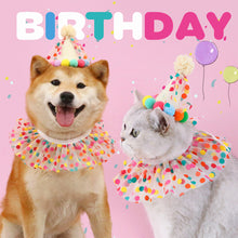 Load image into Gallery viewer, Pet Birthday Celebrate Scarf Cotton Wave Point Saliva Towel Washable Pet Hat Cat Dog Bibs Puppy Kitten Triangle Kerchief Set

