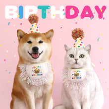Load image into Gallery viewer, Pet Birthday Celebrate Scarf Cotton Wave Point Saliva Towel Washable Pet Hat Cat Dog Bibs Puppy Kitten Triangle Kerchief Set
