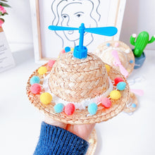 Load image into Gallery viewer, Mini Pet Cat Dogs Summer Straw Hat with Bamboo Dragonfly Hawaii Style Hat for Cats Dogs Funny Accessories
