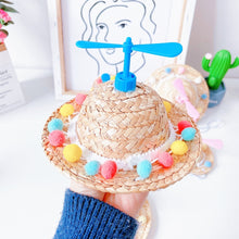 Load image into Gallery viewer, Mini Pet Cat Dogs Summer Straw Hat with Bamboo Dragonfly Hawaii Style Hat for Cats Dogs Funny Accessories
