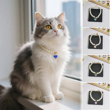 Load image into Gallery viewer, Ellipse Heart Shape Diamond Inlaid Pet Cat Collar Pets Shiny Crystal Collars Footprints Accessories For Kitten Dog Collar Cat Necklace
