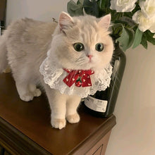 Load image into Gallery viewer, Lace Bowknot Pearl Collar Cat Dog Neckerchief Pet Cats Kitten Dog Puppy String Bib Necklace Necktie Neck Strap Scarf Accessories
