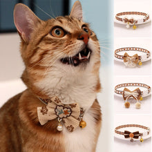 Load image into Gallery viewer, Cute Adjustable Pet Cat Collar Bell Collar Kitten Necklace Pet Collars for Small Dog Necklace Party Photo Props
