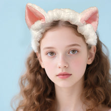 Load image into Gallery viewer, Soft Comfortable Wash Face Headband Cute Cat Coral Plush Hairband Beauty Skincare Yoga Multipurpose Versatile Hair Fixing Headband
