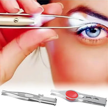 Load image into Gallery viewer, Portable Led Stainless Steel Eyebrow Tweezers Eyebrow Hair Remove Tweezer With LED Light Makeup Tool
