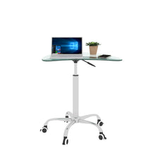 Load image into Gallery viewer, Adjustable Height Transparent Tempered Glass Table Desk Table with Lockable Wheels(Adjustable Range 24.2 "~32.7 ")
