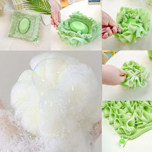 Load image into Gallery viewer, 2-In-1 Bath Ball Towel Loofah with Drawstring Closure for Soap Soft Exfoliating Mesh Shower Sponge Skin Care Bathing Tool

