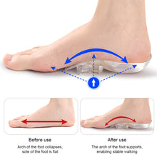 Load image into Gallery viewer, Transparent Arch Half Pad Adult Hoop Leg Inner and Outer Eight Shape Correction Arch Back Pad Flat Arch Support Insole
