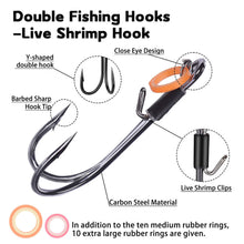 Load image into Gallery viewer, 10PCS/Box High-Carbon Steel Double-Hook Live Shrimp Hooks Anti-Disengagement Hook With Barbs Fishing Gear
