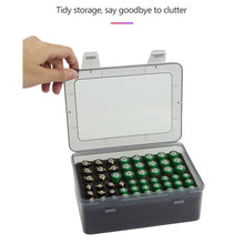 Load image into Gallery viewer, Battery Storage Organizer Holder Holds 72 AA AAA Batteries, Battery Box Case Garage Container Home Drawer Organization Dispenser
