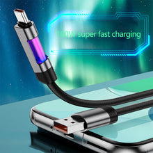 Load image into Gallery viewer, RGB Fast Charging Cable 100W 6A USB Type C Charge Cable with RGB Ambient Light
