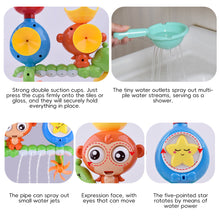 Load image into Gallery viewer, Rotating Water Wheel Toy for Baby Shower Monkey/Crab Sensory Suction Cup Water Activity Toy Bathtub Spinner Parent-Child Bath Toy
