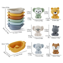 Load image into Gallery viewer, Stackable Bath Boats for Toddlers Water Play Animal Bath Stacking Boats with Puppets Sensory Bath Toys for Babies Parent-Child Bath Time
