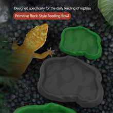 Load image into Gallery viewer, Simulated Natural Rock Shape Reptile Food Water Bowl Bathing Dish Dual Use Bowl For Turtles Lizard Snake Frog

