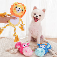 Load image into Gallery viewer, Colorful Animals Shaped Dog Stuffed Plush Bite Toy Interactive Pet Toy for Fun Pet Cotton Rope Chew Resistan Squeaky Toy
